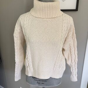 Madewell Cream Cable Knit Turtleneck Sweater